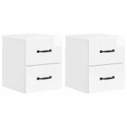 vidaXL Väggmonterat Sängbord 2 pcs Vit högglans 34,5 x 33 x 40 cm