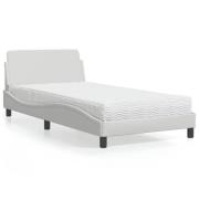 vidaXL Bed with Mattress "Dover" White 100x200 cm Faux Leather