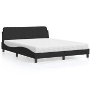 vidaXL Bed with Mattress "Dover" Black 160x200 cm Velvet