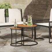 vidaXL Kaffebordsset 2 pcs Naturlig och svart Massivt Akaciaträ