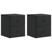 vidaXL Väggmonterat Sängbord med låda 2 pcs Svart 34,5 x 33 x 40 cm
