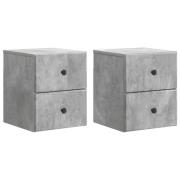 vidaXL Väggmonterat Sängbord 2 pcs Betonggrå 34,5 x 33 x 40 cm