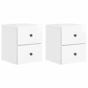 vidaXL Väggmonterat Sängbord 2 pcs Vit högglans 34,5 x 33 x 40 cm