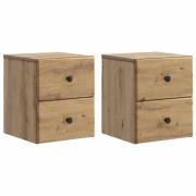 vidaXL Väggmonterat Sängbord 2 pcs Artisan-ek 34,5 x 33 x 40 cm