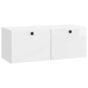 vidaXL Väggmonterad TV-bänk Vit högglans 78,5 x 31 x 30 cm
