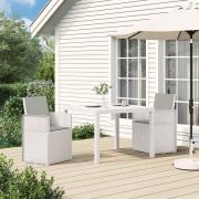 vidaXL Trädgårdsmöbelset med kudde 3 pcs Vit och ljusgrå PP