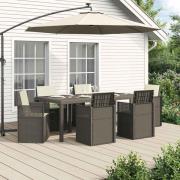 vidaXL Trädgårdsmöbelset med kudde 7 pcs Ljusgrå och Gräddvit PP