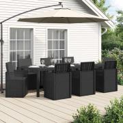 vidaXL Trädgårdsmöbelset med kudde 9 pcs Antracit PP