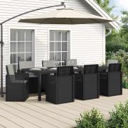 vidaXL Trädgårdsmöbelset med kudde 9 pcs Antracit och Ljusgrå PP