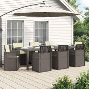 vidaXL Trädgårdsmöbelset med kudde 9 pcs Ljusgrå och Gräddvit PP