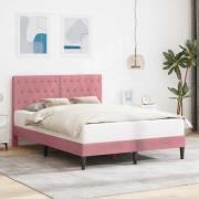 vidaXL Sängram med huvudgavel Rosa 120 x 190 cm Sammet