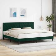 vidaXL Sängram med huvudgavel Mörkgrön 200 x 200 cm Sammet