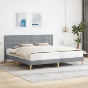 vidaXL Sängram med huvudgavel Ljusgrå 200 x 200 cm Tyg