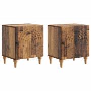vidaXL Nattduksbord 2 pcs Gammalt trä 43 x 34,5 x 50 cm