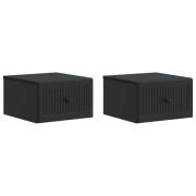 vidaXL Väggmonterat Sängbord med låda 2 pcs Svart 33 x 34,5 x 20 cm