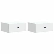 vidaXL Väggmonterat Sängbord med låda 2 pcs Vit 49 x 34,5 x 20 cm