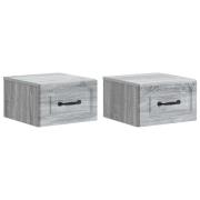 vidaXL Väggmonterat Sängbord 2 pcs Grå sonoma-ek 34,5 x 33 x 20 cm