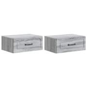 vidaXL Väggmonterat Sängbord 2 pcs Grå sonoma-ek 49 x 34,5 x 20 cm