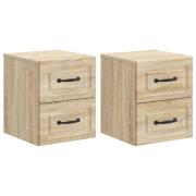 vidaXL Väggmonterat Sängbord 2 pcs Sonoma-ek 34,5 x 33 x 40 cm