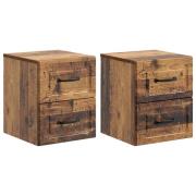 vidaXL Väggmonterat Sängbord 2 pcs Gammalt trä 34,5 x 33 x 40 cm