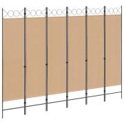 vidaXL 6-panelers rumsavdelare Beige 240 x 180 cm Tyg