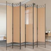 vidaXL 6-panelers rumsavdelare Beige 240 x 200 cm Tyg
