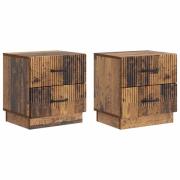 vidaXL Nattduksbord med låda 2 pcs Gammalt trä 43 x 34,5 x 44,5 cm