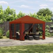 vidaXL Trädgårdsgazebo med sidoväggar 3 x 3 m Terracotta