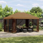 vidaXL Trädgårdsgazebo med sidoväggar 4 × 3 m Beige Polyester och Stål