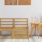 vidaXL Utomhus Mellansoffa Massivt Akaciaträ Vit 63 x 59 x 73 cm