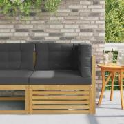 vidaXL Utehörnsoffa Massivt Akaciaträ Vit