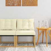 vidaXL Utomhus Mellansoffa Massivt akaciaträ och Textilene-tyg Vit