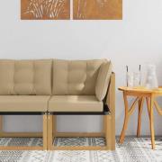 vidaXL Utehörnsoffa Massivt akaciaträ och Textilene-tyg Vit