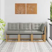 vidaXL Modulsoffa utomhus mitt och hörn med kudde 3 Stycke Vit