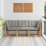 vidaXL Modulsoffa utomhus mitt och hörn med kudde 3 Stycke Vit