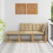 vidaXL Sektionell Soffa Enheter med kudde 3 Stycke Vit