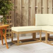 vidaXL Utomhuspall med kudde Vit 80 x 43 x 45 cm Massivt Akaciaträ