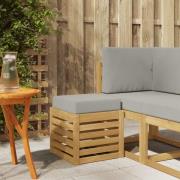 vidaXL Utomhuspall med kudde Vit 43 x 43 x 45 cm Massivt Akaciaträ