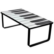 vidaXL Soffbord med pianotryck glasskiva