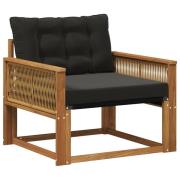 vidaXL Utomhussoffset Massivt Akaciaträ och Textilene Naturfärg