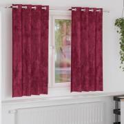 vidaXL Sammetsgardiner med gardiner 2 pcs Vinröd 175 x 140 cm Sammet