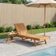 vidaXL Solsäng med bord 2 pcs Brun 40 x 40 x 40 cm Massivt teakträ