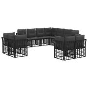 vidaXL Utomhussoffset med kudde 11 pcs Svart och Mörkgrå Polyester