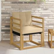 vidaXL Utomhussoffa Massivt Akaciaträ och Textilene Vit