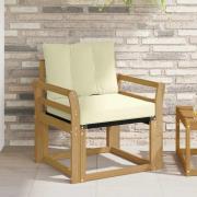 vidaXL Utomhussoffa Massivt Akaciaträ och Textilene Vit