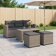 vidaXL Trädgårdsfotpall med kudde 2 pcs Grå konstrotting