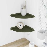 vidaXL Flytande hylla med hylla 2 pcs Olivgrön 24 x 24 x 2 cm
