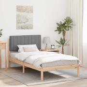 vidaXL Sängram med Klädd Huvudgavel Naturlig och Ljus Grå 90 x 200 cm