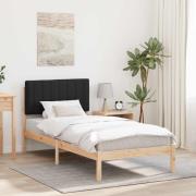 vidaXL Sängram med Klädd Huvudgavel Naturlig och svart 90 x 200 cm