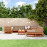 vidaXL Trädgård loungemöbler 10 pcs Vaxbrun Furu Massiv furu